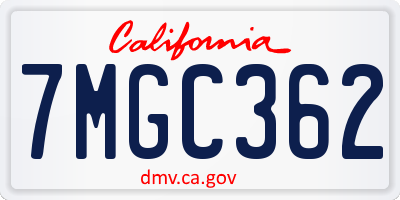 CA license plate 7MGC362