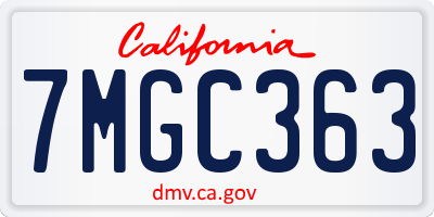 CA license plate 7MGC363