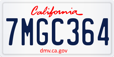 CA license plate 7MGC364