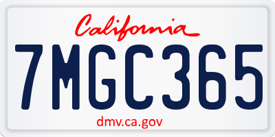 CA license plate 7MGC365