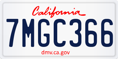 CA license plate 7MGC366