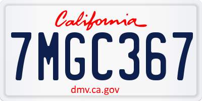 CA license plate 7MGC367