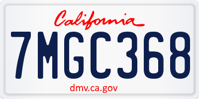 CA license plate 7MGC368