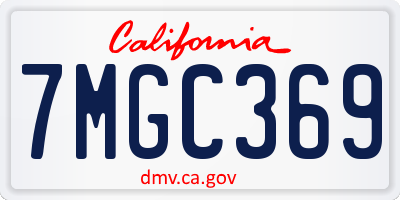 CA license plate 7MGC369