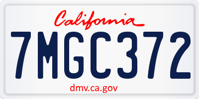 CA license plate 7MGC372