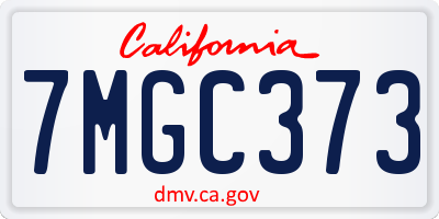 CA license plate 7MGC373