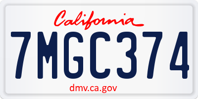 CA license plate 7MGC374