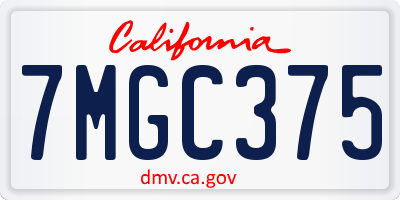 CA license plate 7MGC375