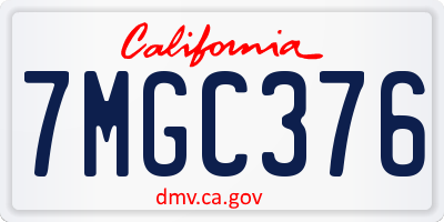 CA license plate 7MGC376