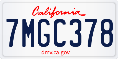 CA license plate 7MGC378