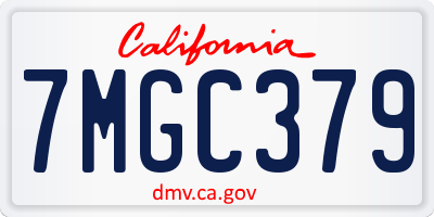 CA license plate 7MGC379