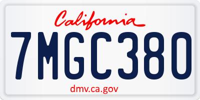 CA license plate 7MGC380