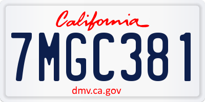 CA license plate 7MGC381