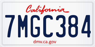 CA license plate 7MGC384