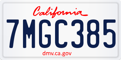 CA license plate 7MGC385