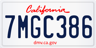 CA license plate 7MGC386