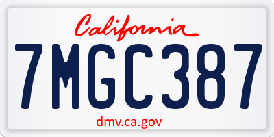 CA license plate 7MGC387