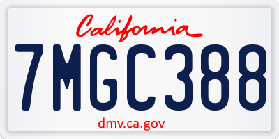 CA license plate 7MGC388