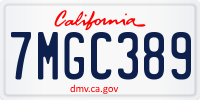 CA license plate 7MGC389