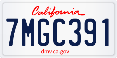 CA license plate 7MGC391