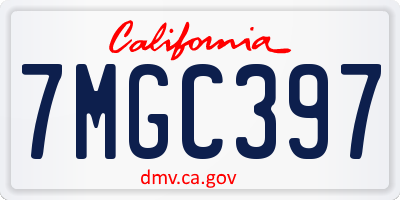 CA license plate 7MGC397