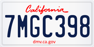 CA license plate 7MGC398