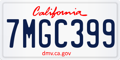 CA license plate 7MGC399