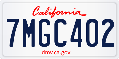 CA license plate 7MGC402