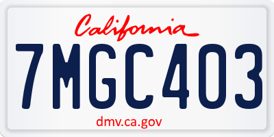 CA license plate 7MGC403