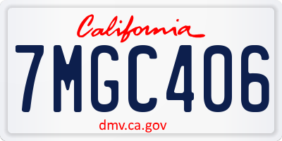 CA license plate 7MGC406