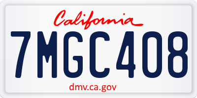 CA license plate 7MGC408