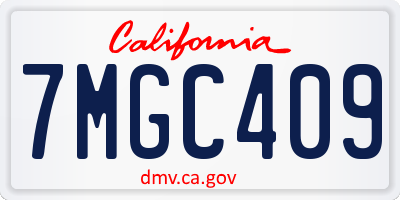 CA license plate 7MGC409