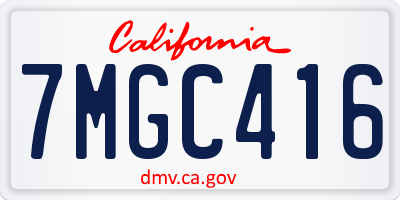 CA license plate 7MGC416
