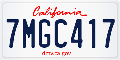 CA license plate 7MGC417