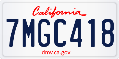 CA license plate 7MGC418