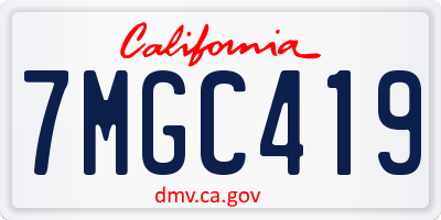 CA license plate 7MGC419