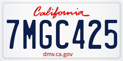 CA license plate 7MGC425