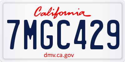 CA license plate 7MGC429