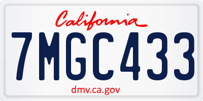 CA license plate 7MGC433