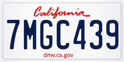 CA license plate 7MGC439