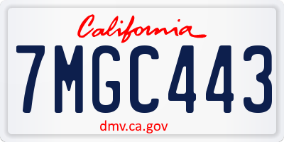 CA license plate 7MGC443
