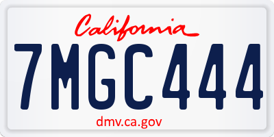 CA license plate 7MGC444