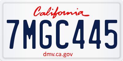 CA license plate 7MGC445