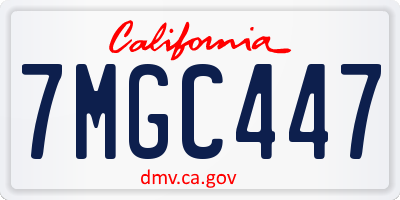 CA license plate 7MGC447
