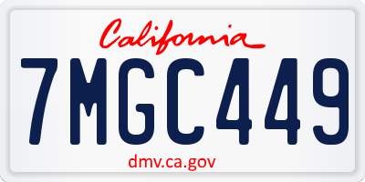 CA license plate 7MGC449