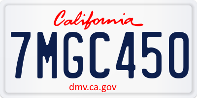 CA license plate 7MGC450