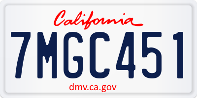 CA license plate 7MGC451