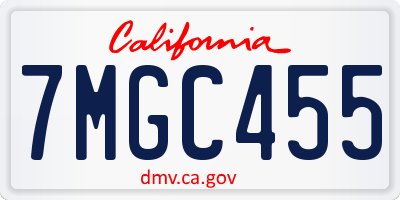 CA license plate 7MGC455