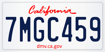 CA license plate 7MGC459