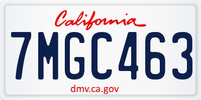 CA license plate 7MGC463